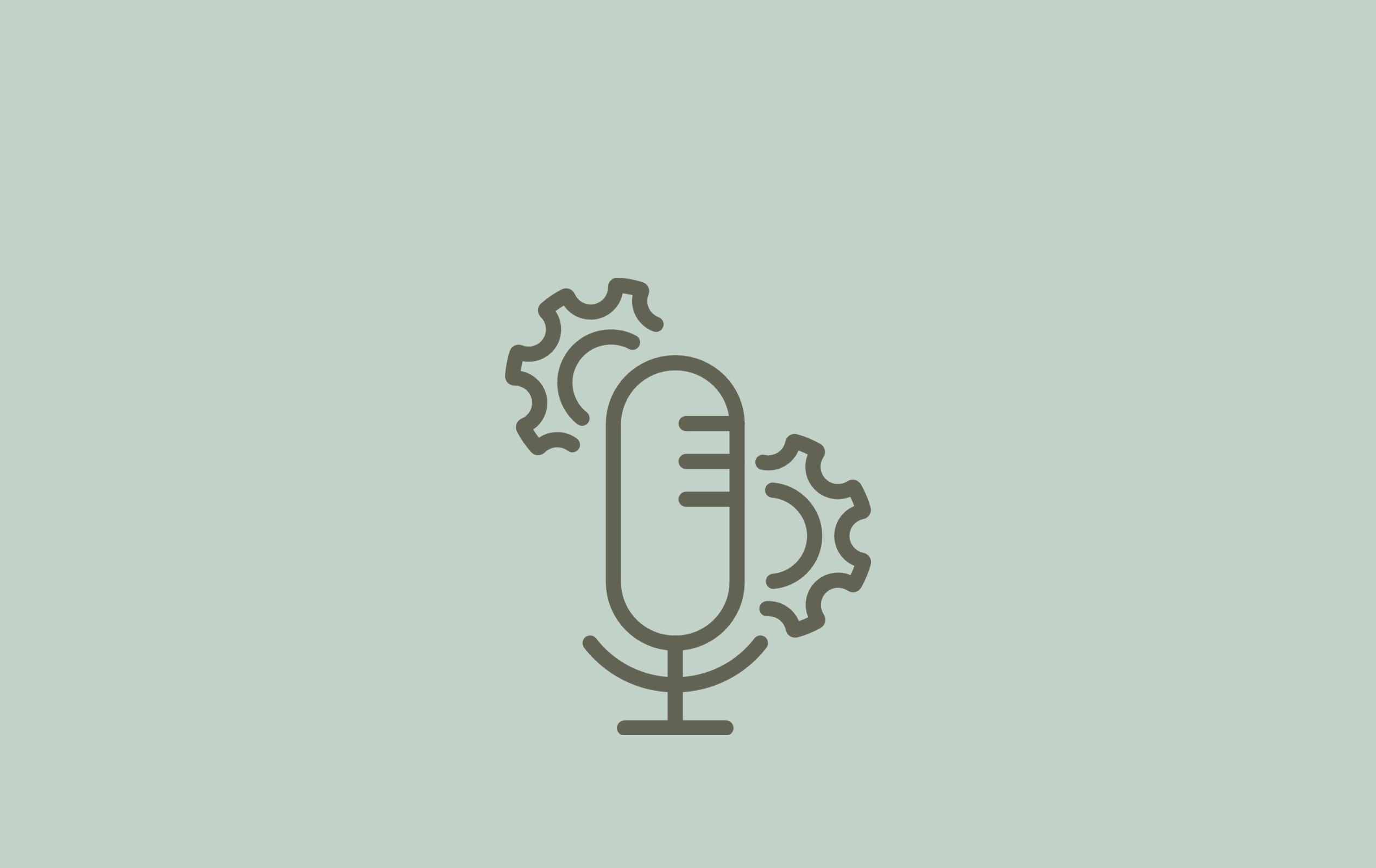 Microphone with gears representing podcasting and processes