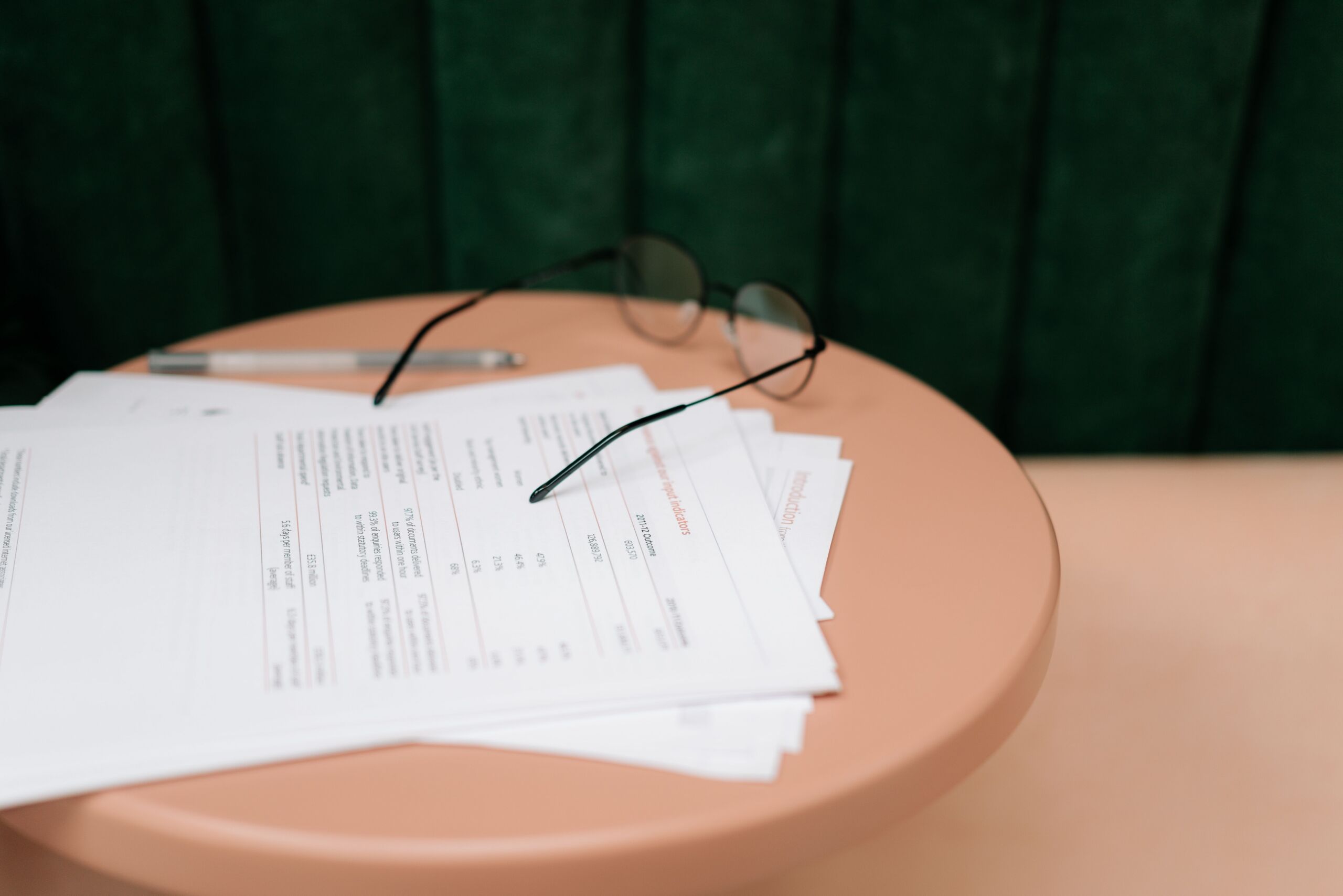 A table with documents on it